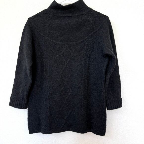 SMARTWOOL Pullover Sweater Charcoal Mock Neck Button Wool Knit Women XL Warm - Picture 6 of 6